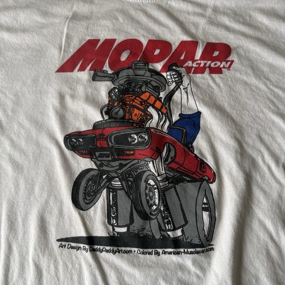 Vintage Mopar Action Graphic Cartoon Car T Shirt Unisex XL White 90s - Picture 2 of 6